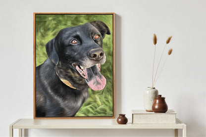 Custom Pet Portrait Oil Painting with Floating Frame - ULikePaintingArt