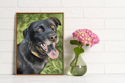 Custom Pet Portrait Oil Painting with Floating Frame - ULikePaintingArt