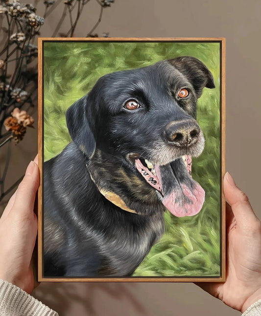 Custom Pet Portrait Oil Painting with Floating Frame - ULikePaintingArt