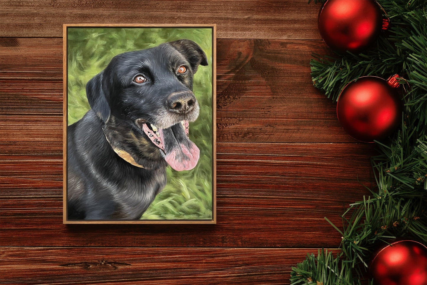 Custom Pet Portrait Oil Painting with Floating Frame - ULikePaintingArt