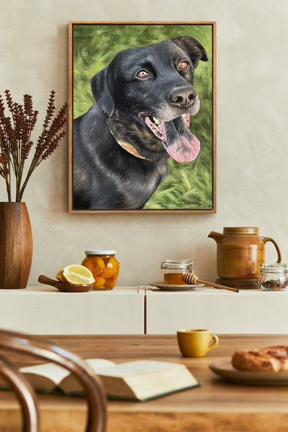 Custom Pet Portrait Oil Painting with Floating Frame - ULikePaintingArt