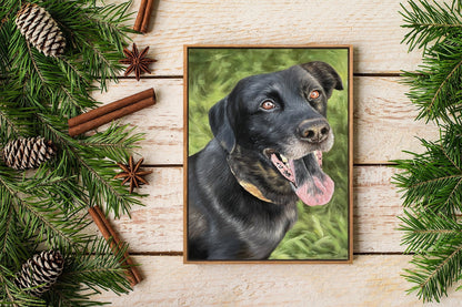 Custom Pet Portrait Oil Painting with Floating Frame - ULikePaintingArt