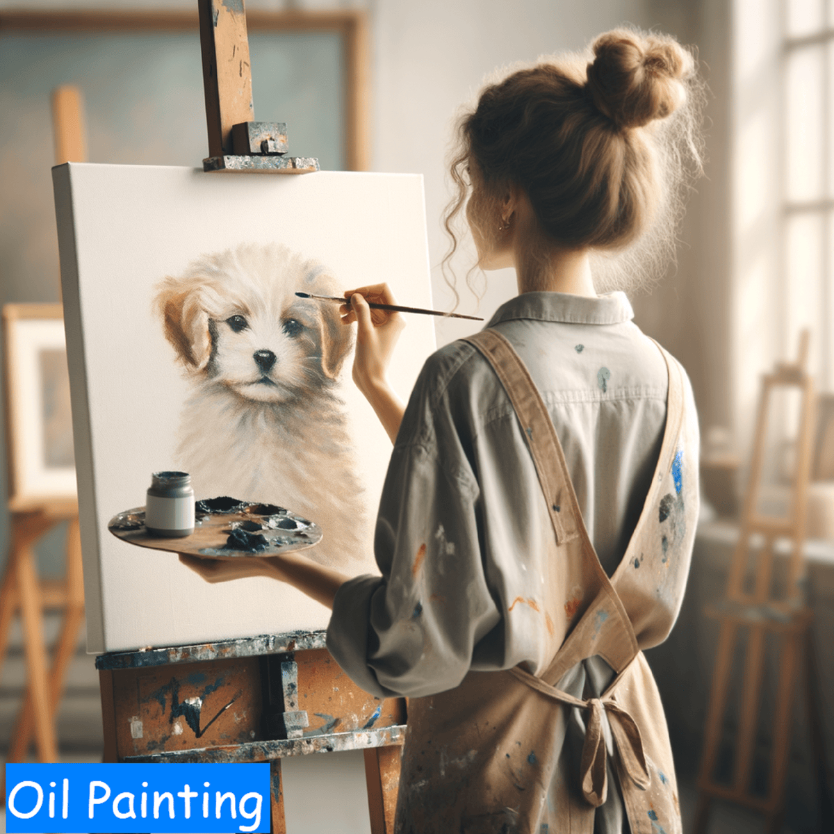 Custom Pet Portrait Oil Painting with Floating Frame - ULikePaintingArt