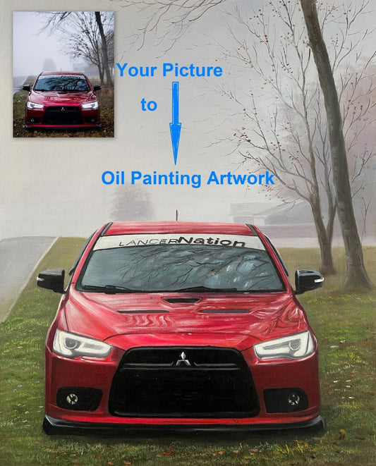 Custom Car Painting from Photo, Personalized Gift for Car Lovers, Car Oil Painting on Canvas, Gift for Men, Gift for Boyfriend, Gift for Him - ULikePaintingArt