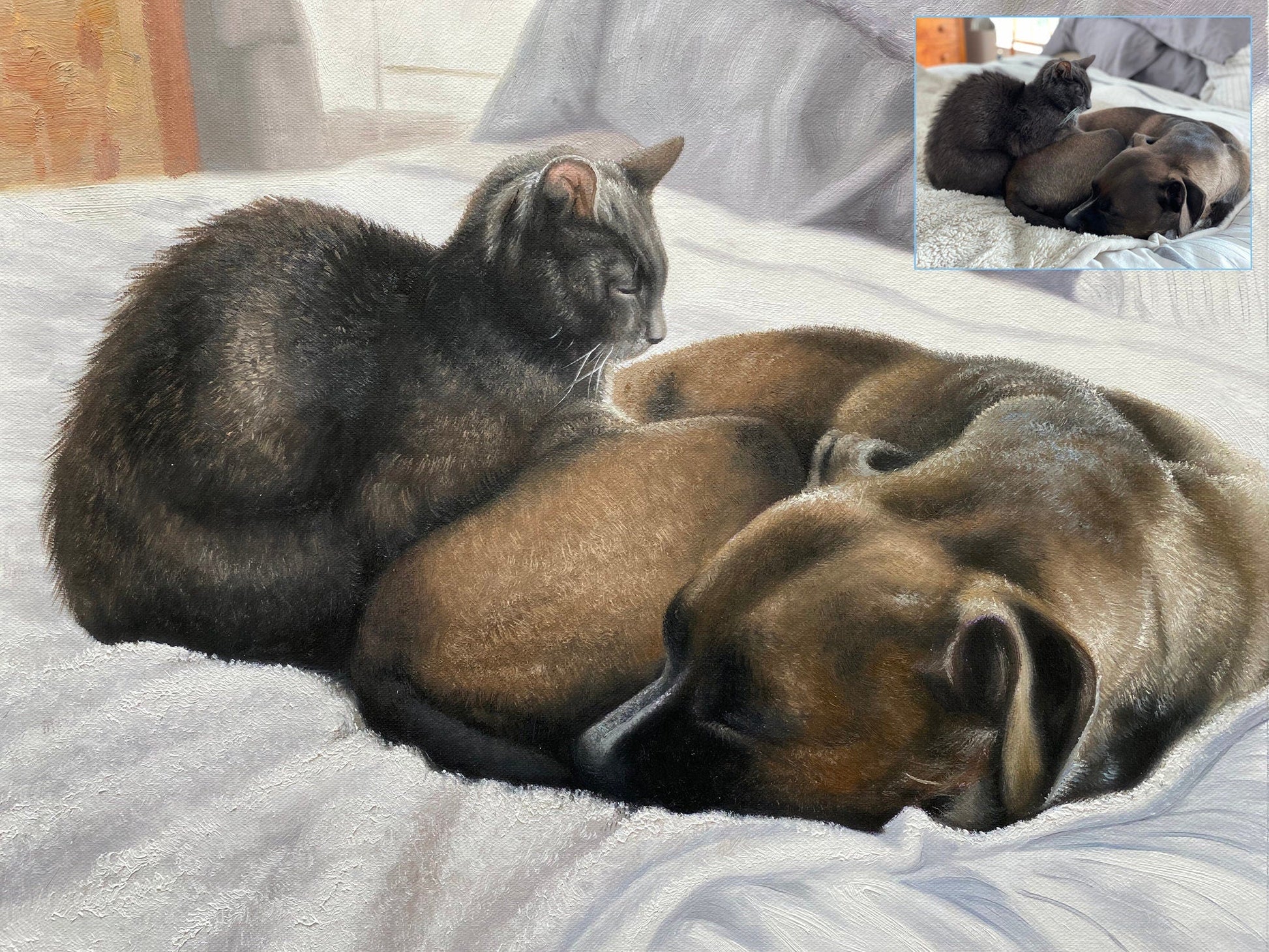 Custom Cat Painting, Cat Portrait, Cat Lover Gift, Dog Portrait, Animal Portrait, Pet Loss Memorial Gift, Personalized Pet Painting - ULikePaintingArt