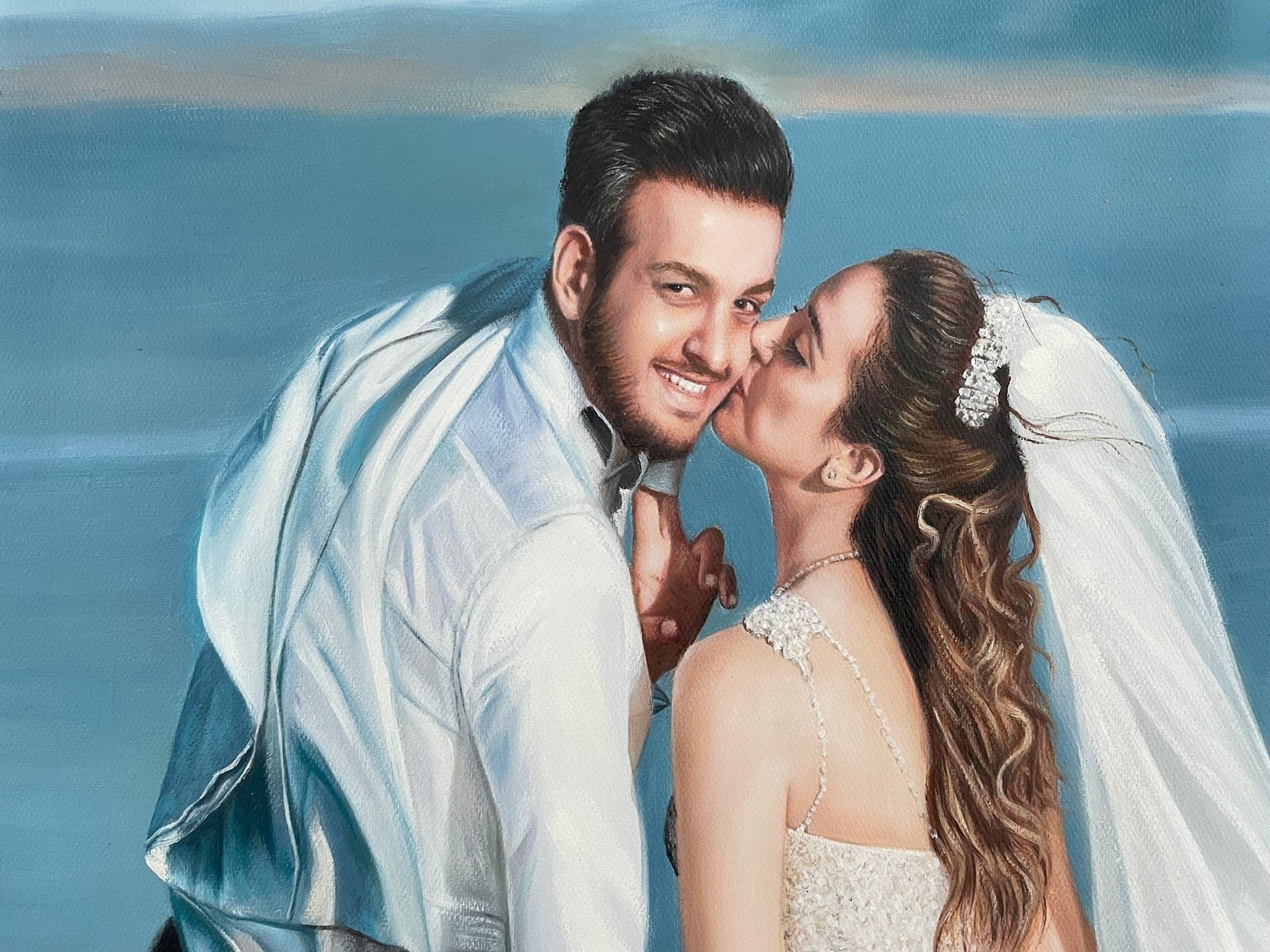 Custom Wedding Portrait Painting, Hand Painted Oil Portrait from Photo, Personalized Couple Portrait on Canvas, Commission Family Painting - ULikePaintingArt