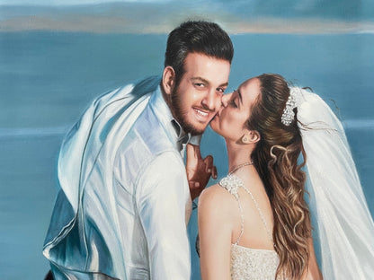 Custom Wedding Portrait Painting, Hand Painted Oil Portrait from Photo, Personalized Couple Portrait on Canvas, Commission Family Painting - ULikePaintingArt