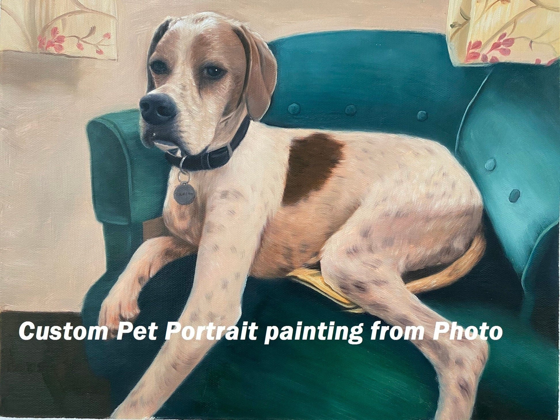 Dog Portrait Painting from Photo, Custom Pet Oil Painting on Canvas, Personalized Dog Memorial Gift, Pet Loss Gifts，Commission Dog Portrait - ULikePaintingArt